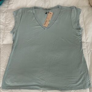 Women's sage green V-Neck Top